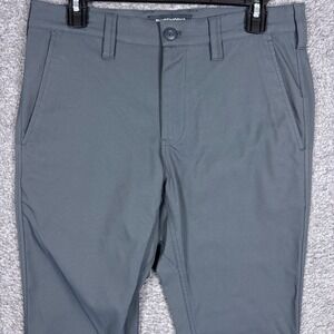 Bluffworks Ascender Pants Mens 30x28 Tailored Fit Gray Travel Dress Zip Pocket